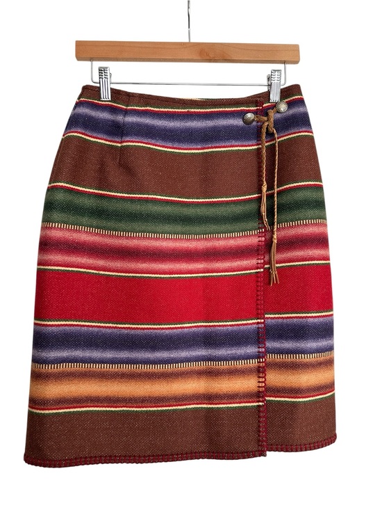 Ralph Lauren Country Dresses & Skirts - Vintage Ralph Lauren Country Wool Southwestern Wrap Skirt L USA 80s Ranch Core